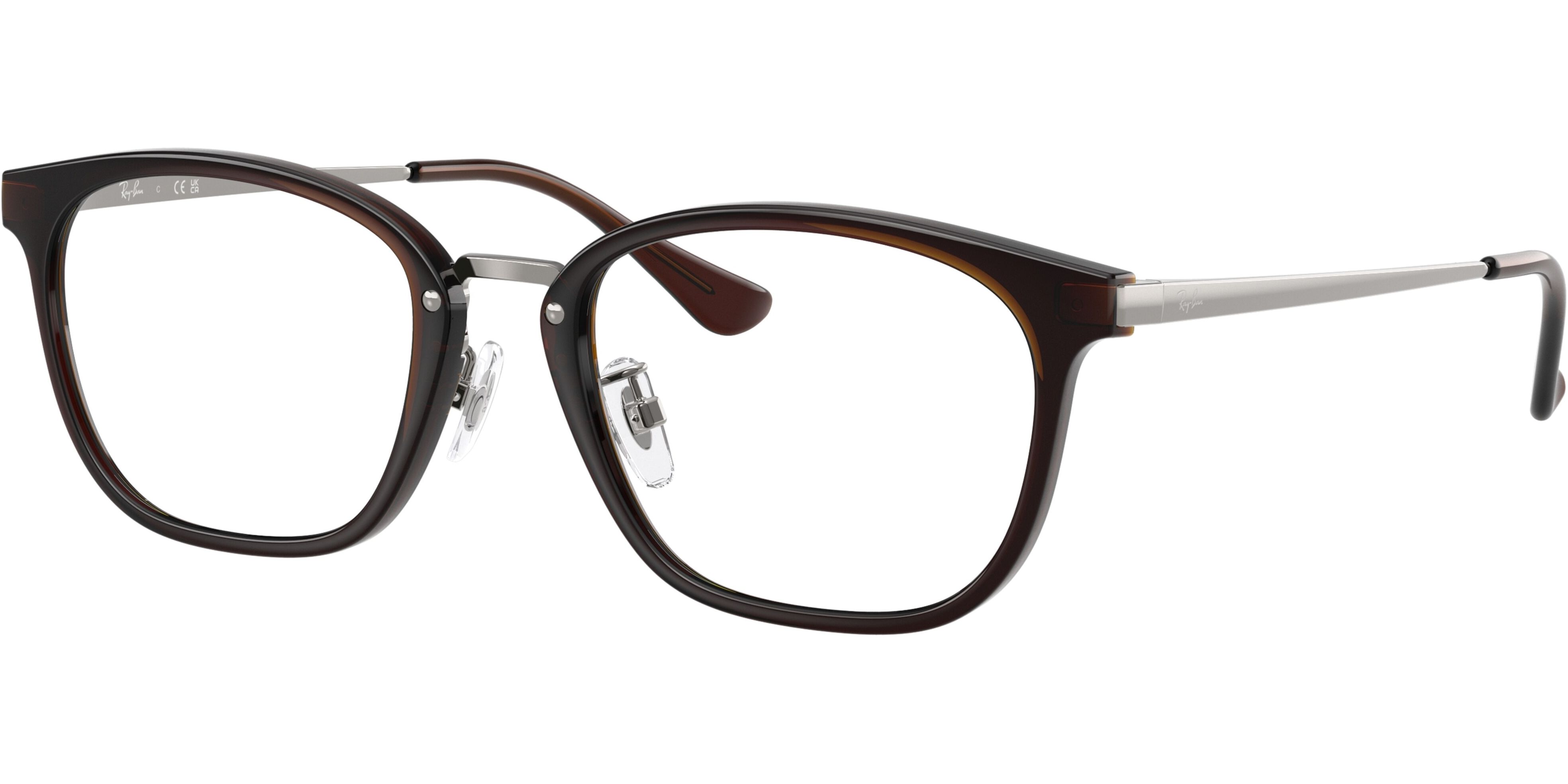 Dioptrické brýle Ray-Ban® model 7247D, barva obruby hnědá šedá lesk, stranice šedá lesk, kód barevné varianty 5392. 