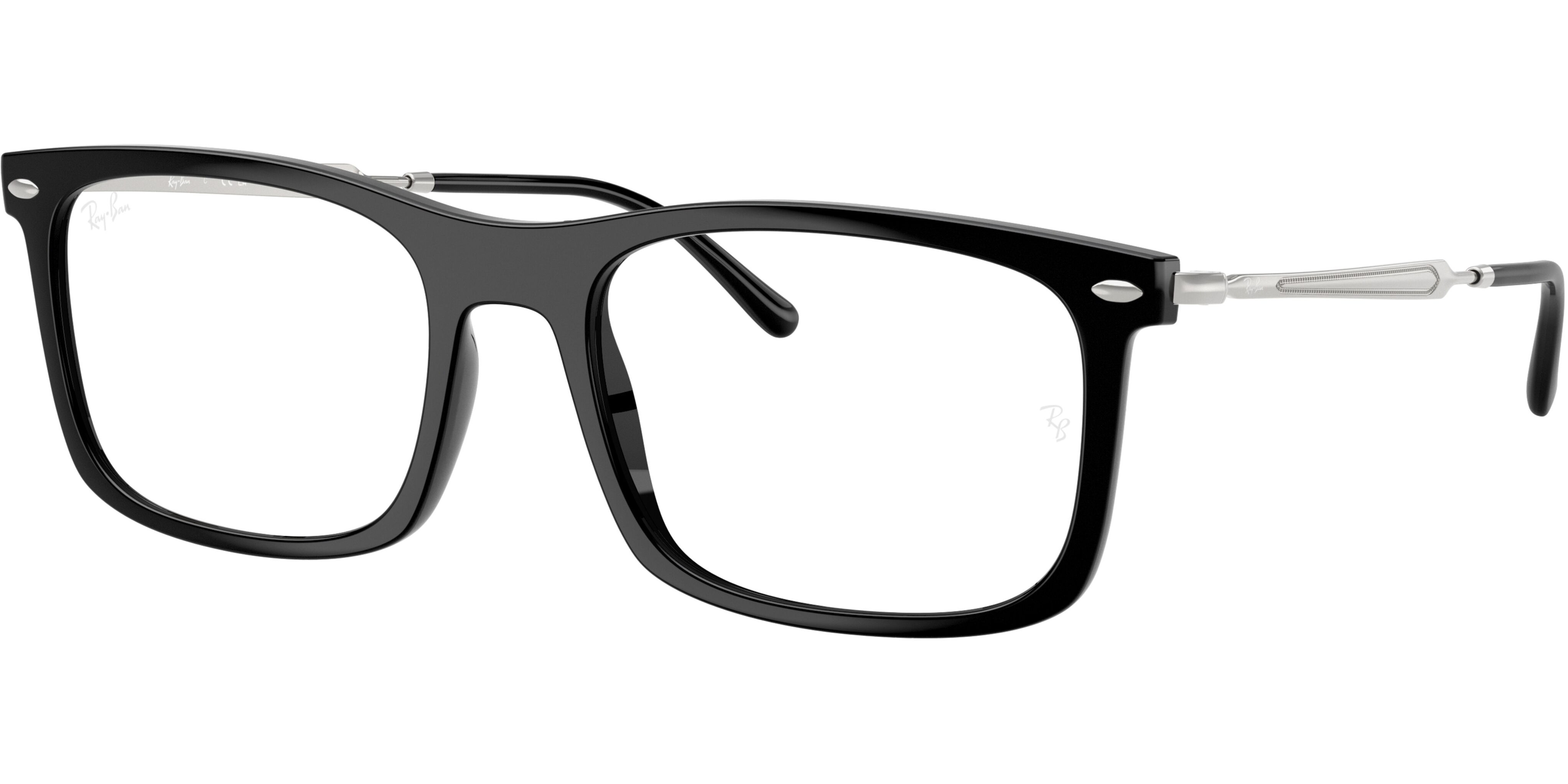 Dioptrické brýle Ray-Ban® model 7260, barva obruby černá lesk, stranice stříbrná lesk, kód barevné varianty 2000. 