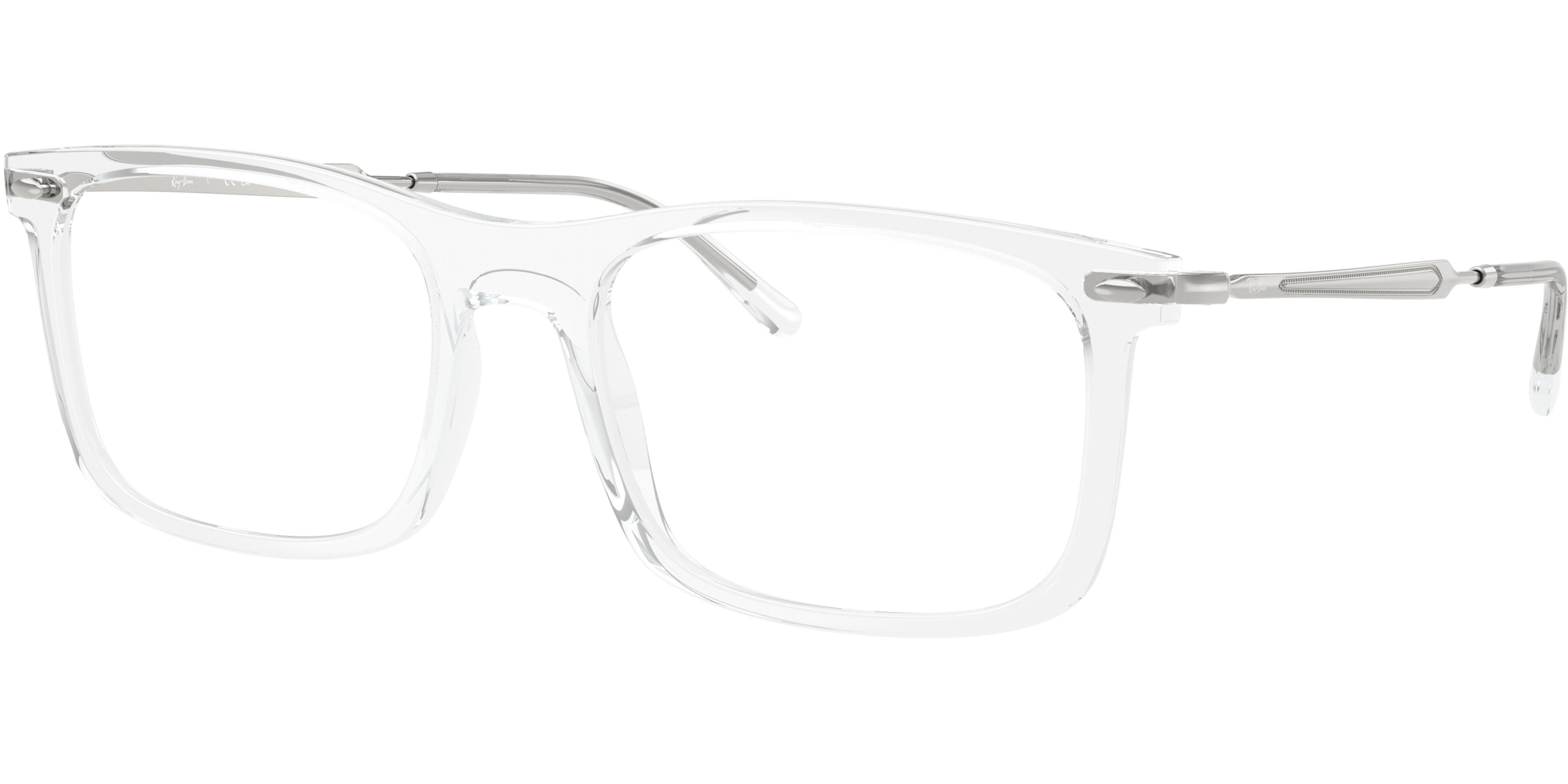 Dioptrické brýle Ray-Ban® model 7260, barva obruby čirá lesk, stranice stříbrná lesk, kód barevné varianty 2001. 