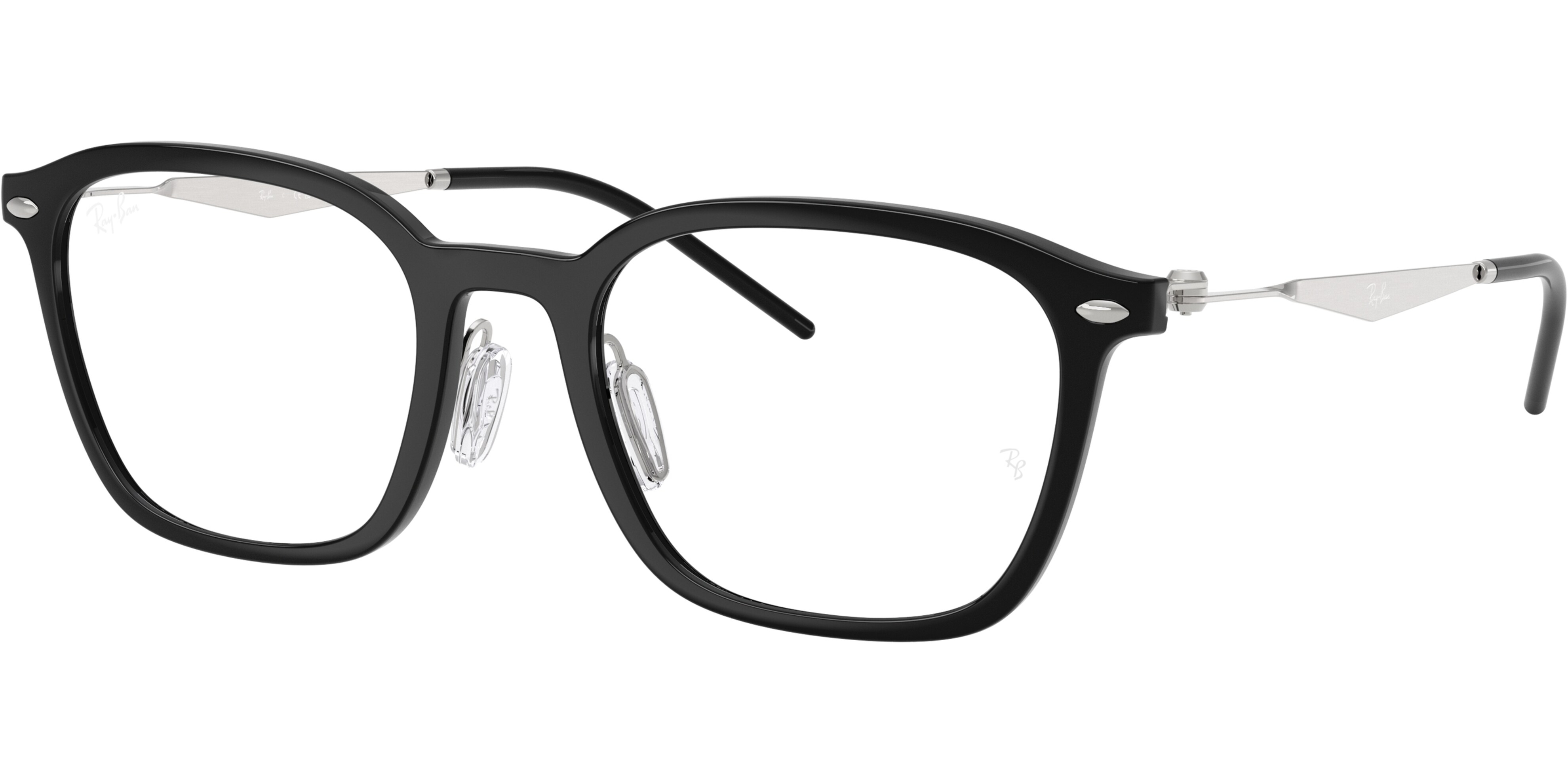 Dioptrické brýle Ray-Ban® model 7555, barva obruby černá lesk, stranice stříbrná lesk, kód barevné varianty 2000. 