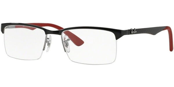 Dioptrické brýle Ray-Ban® model 8411, barva obruby černá lesk, stranice černá červená mat, kód barevné varianty 2509. 