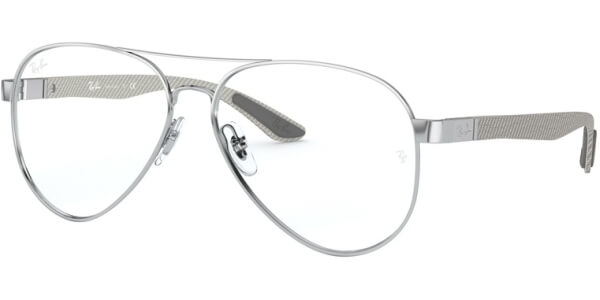 Dioptrické brýle Ray-Ban® model 8420, barva obruby stříbrná lesk, stranice šedá lesk, kód barevné varianty 2501. 