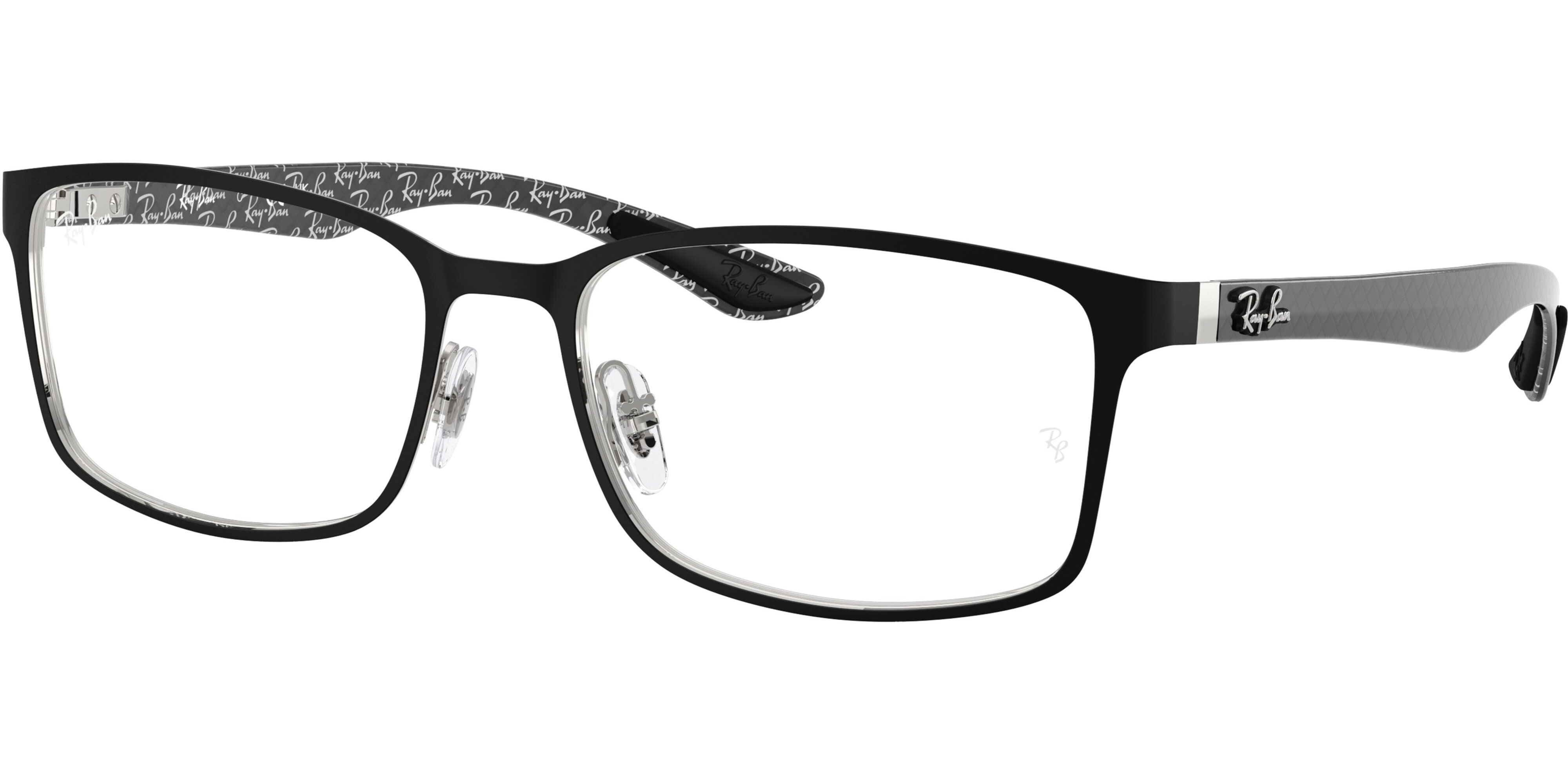 Dioptrické brýle Ray-Ban® model 8424, barva obruby černá stříbrná lesk, stranice černá stříbrná mat, kód barevné varianty 2997. 