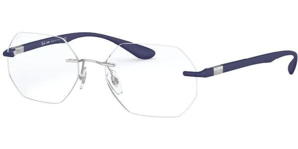 Dioptrické brýle Ray-Ban® model 8765, barva obruby stříbrná lesk, stranice modrá mat, kód barevné varianty 1216. 