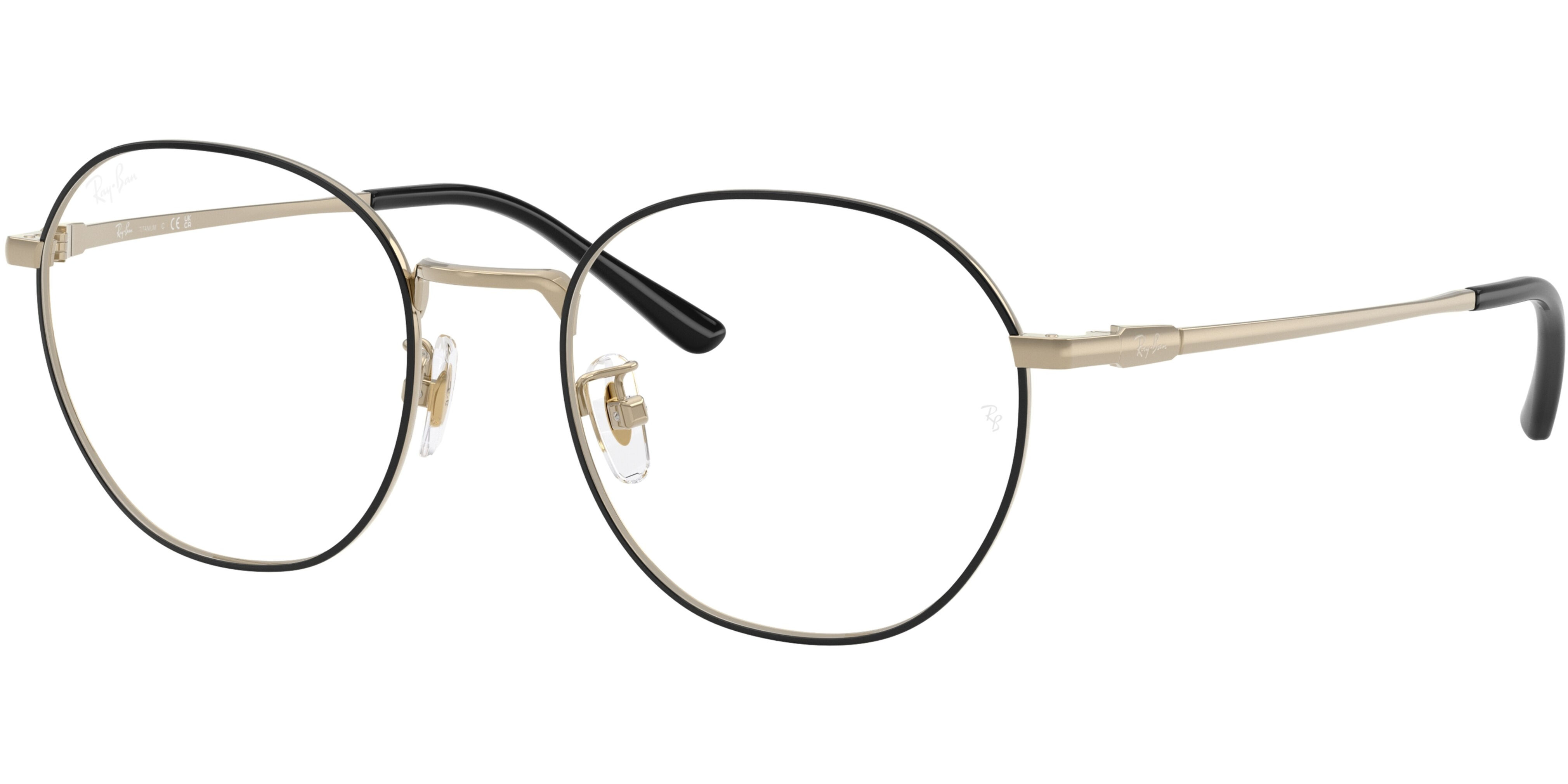 Dioptrické brýle Ray-Ban® model 8778D, barva obruby černá zlatá lesk, stranice zlatá lesk, kód barevné varianty 1250. 