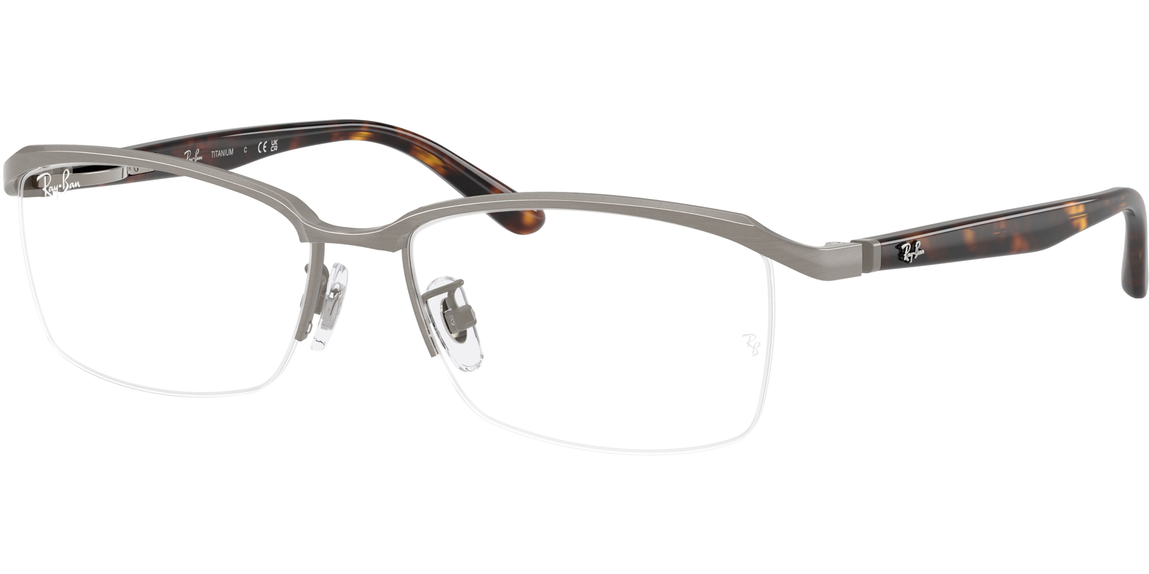 Dioptrické brýle Ray-Ban® model 8779D, barva obruby šedá mat, stranice hnědá lesk, kód barevné varianty 1252. 