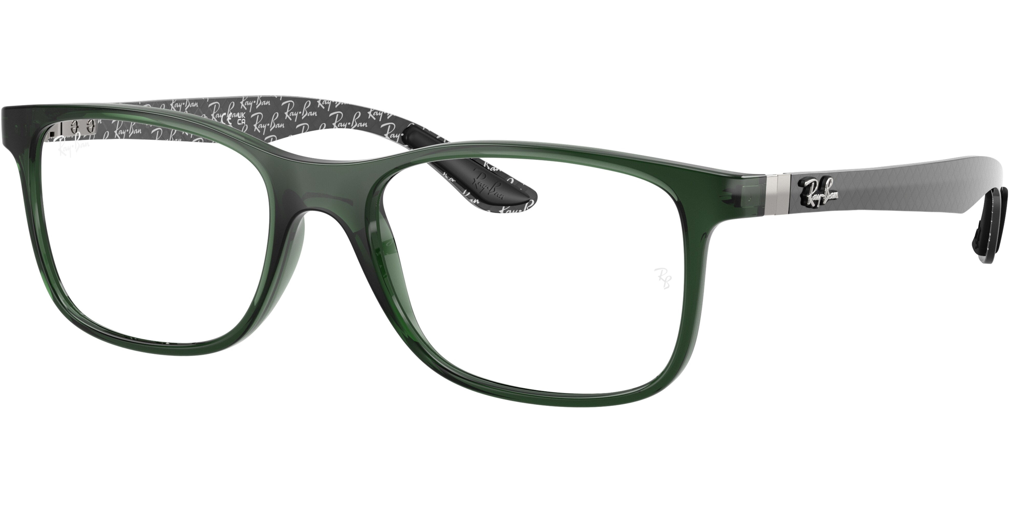 Dioptrické brýle Ray-Ban® model 8903, barva obruby zelená čirá lesk, stranice šedá mat, kód barevné varianty 8465. 