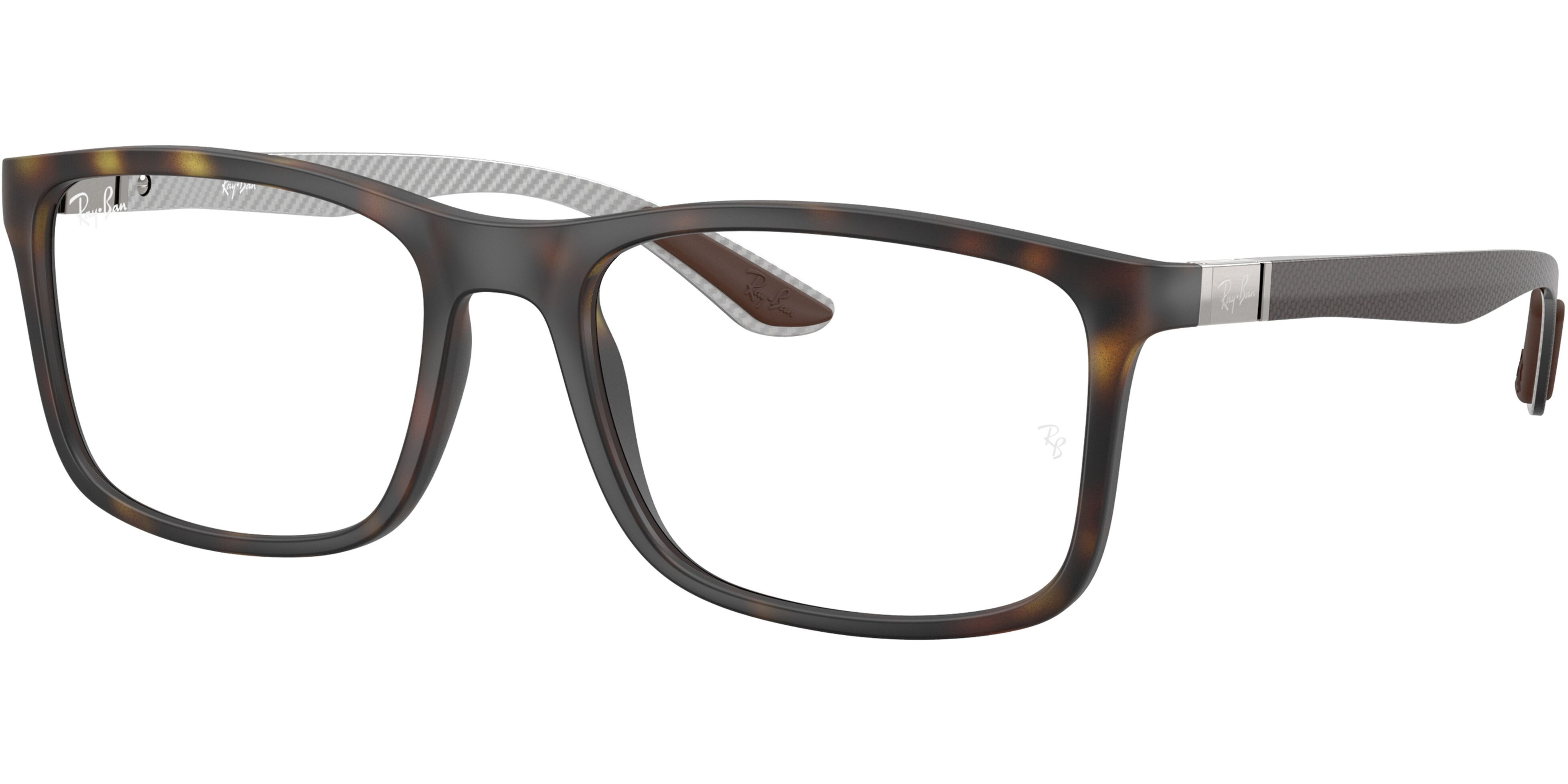 Dioptrické brýle Ray-Ban® model 8908, barva obruby hnědá mat, stranice hnědá šedá mat, kód barevné varianty 5200. 