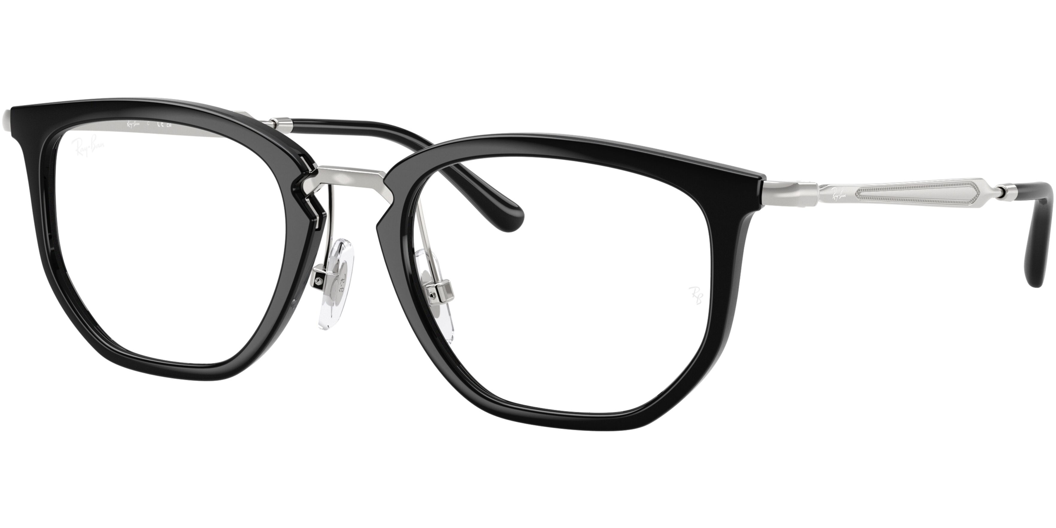 Dioptrické brýle Ray-Ban® model 9085V, barva obruby černá stříbrná lesk, stranice stříbrná lesk, kód barevné varianty 3542. 