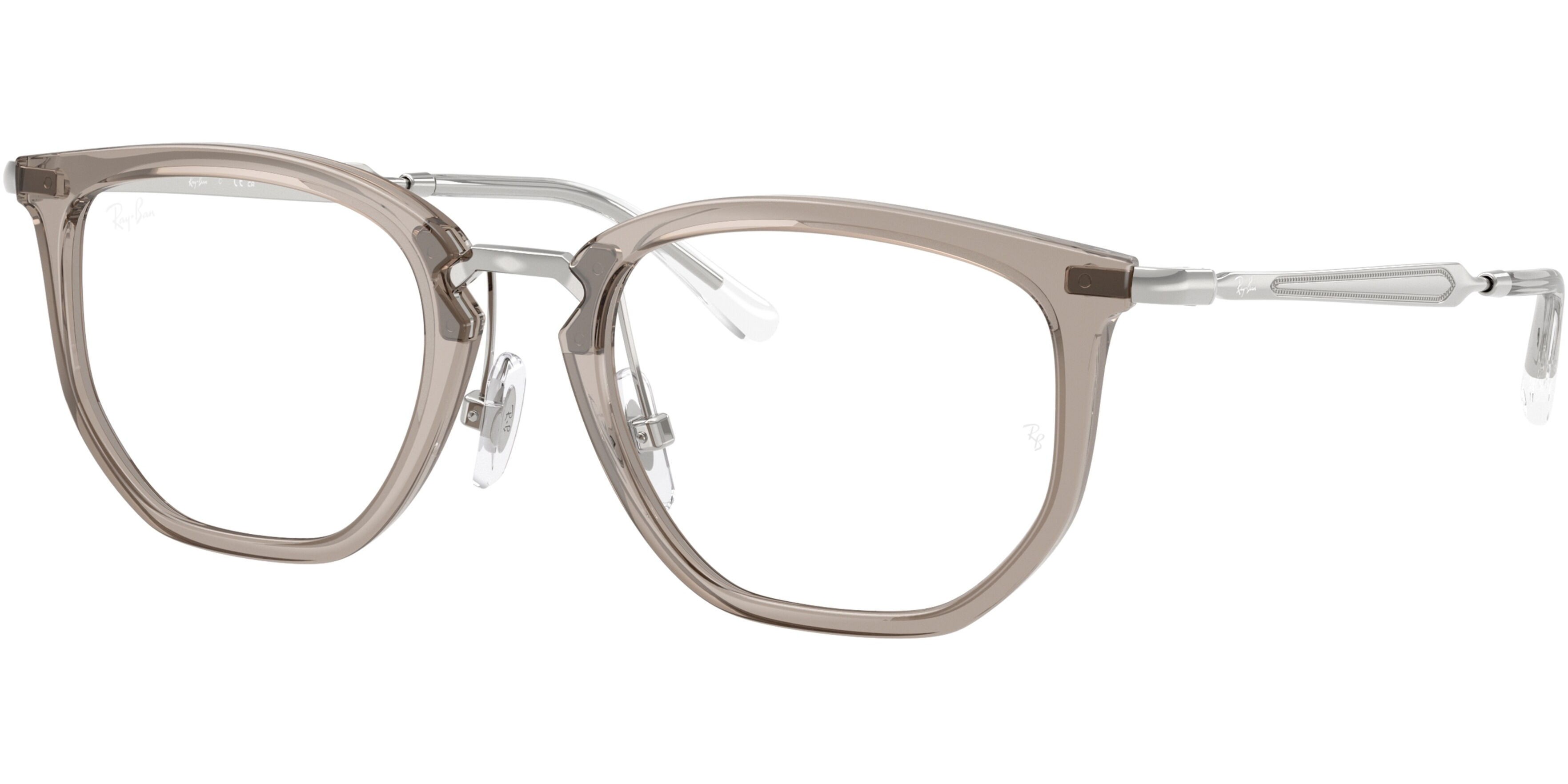 Dioptrické brýle Ray-Ban® model 9085V, barva obruby šedá stříbrná lesk, stranice stříbrná lesk, kód barevné varianty 7519. 