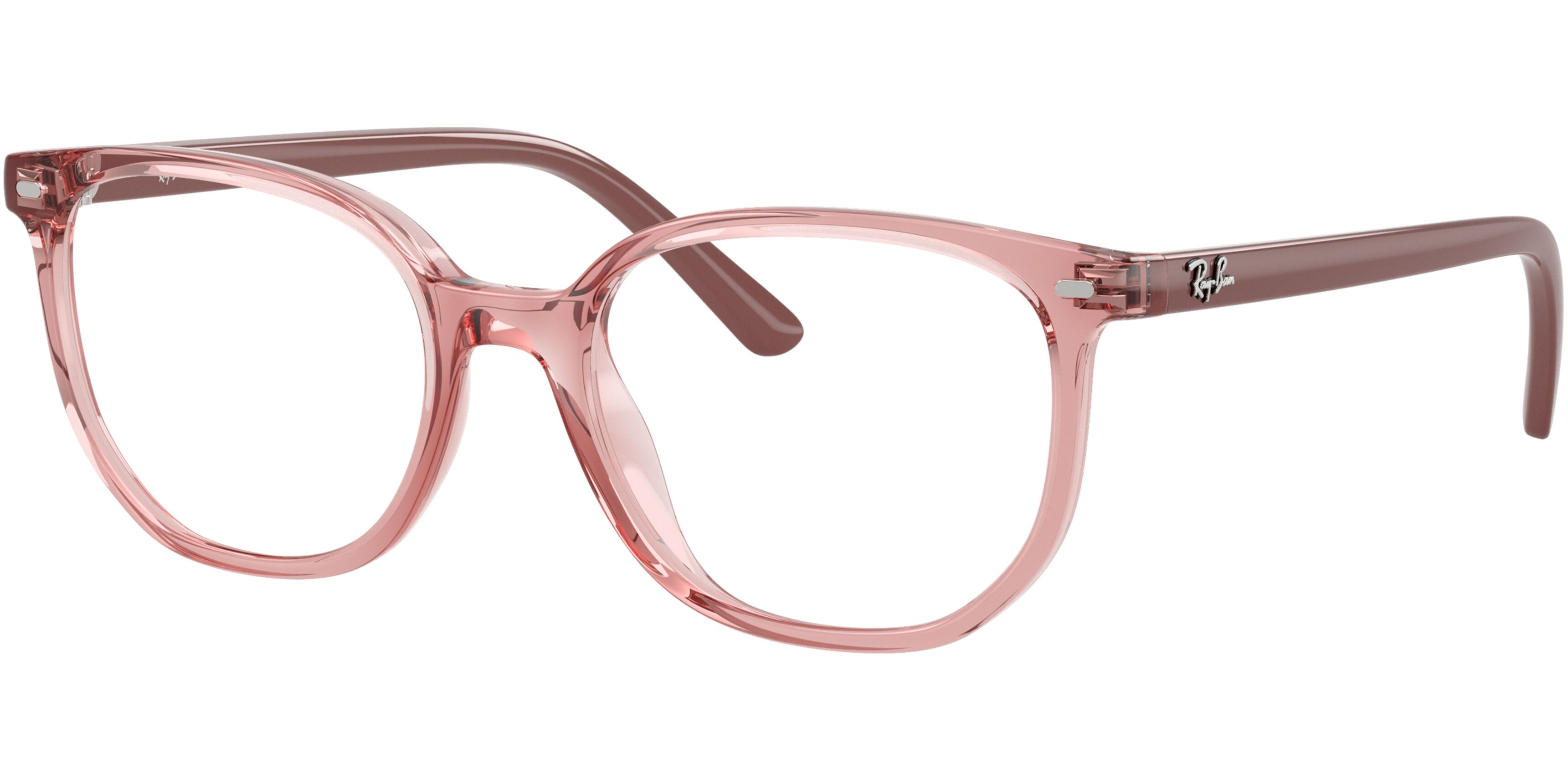 Dioptrické brýle Ray-Ban® model 9097V, barva obruby růžová čirá lesk, stranice růžová lesk, kód barevné varianty 7516. 