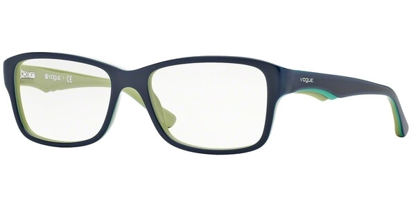 Dioptrické brýle Vogue model 2883, barva obruby modrá lesk, stranice modrá zelená lesk, kód barevné varianty 2229. 