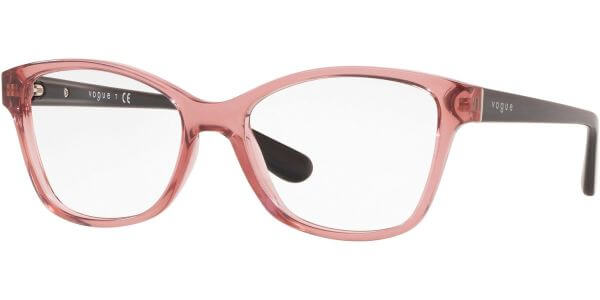 Dioptrické brýle Vogue model 2998, barva obruby růžová čirá lesk, stranice černá lesk, kód barevné varianty 2599. 