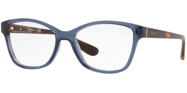 Dioptrické brýle Vogue model 2998, barva obruby modrá čirá lesk, stranice hnědá lesk, kód barevné varianty 2762. 