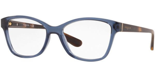 Dioptrické brýle Vogue model 2998, barva obruby modrá čirá lesk, stranice hnědá lesk, kód barevné varianty 2762. 