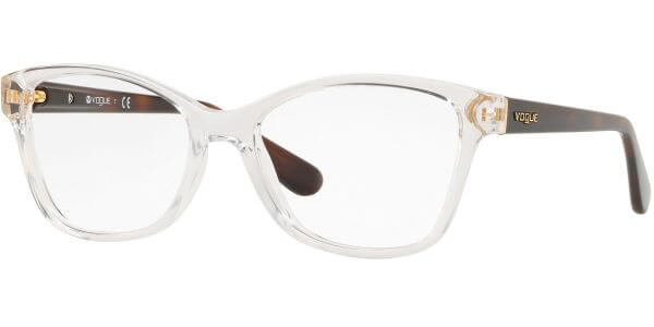 Dioptrické brýle Vogue model 2998, barva obruby čirá lesk, stranice hnědá lesk, kód barevné varianty W745. 