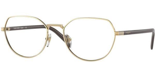 Dioptrické brýle Vogue model 4243, barva obruby zlatá lesk, stranice hnědá lesk, kód barevné varianty 280. 