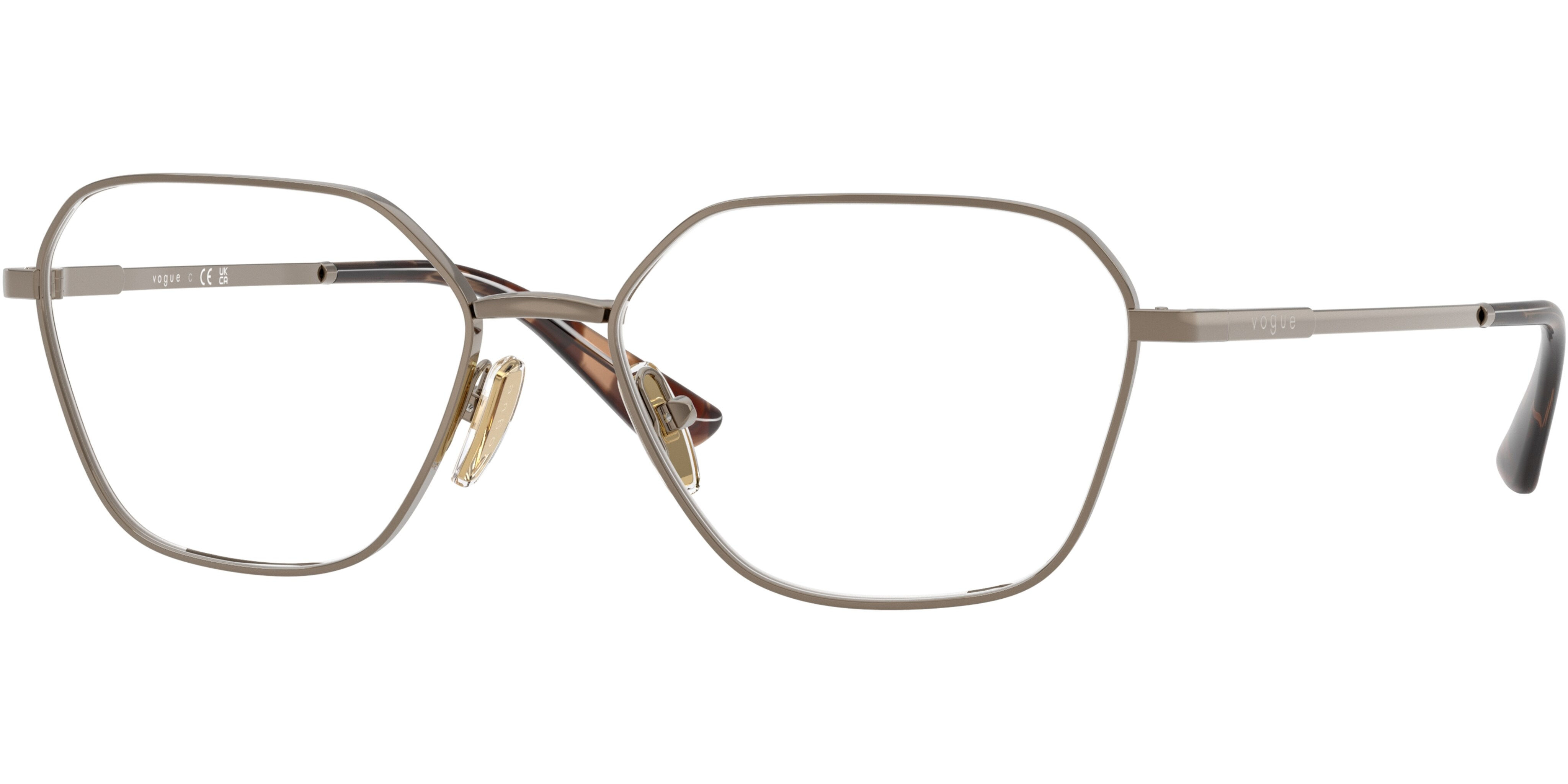 Dioptrické brýle Vogue model 4334, barva obruby hnědá mat, stranice hnědá lesk, kód barevné varianty 5138. 