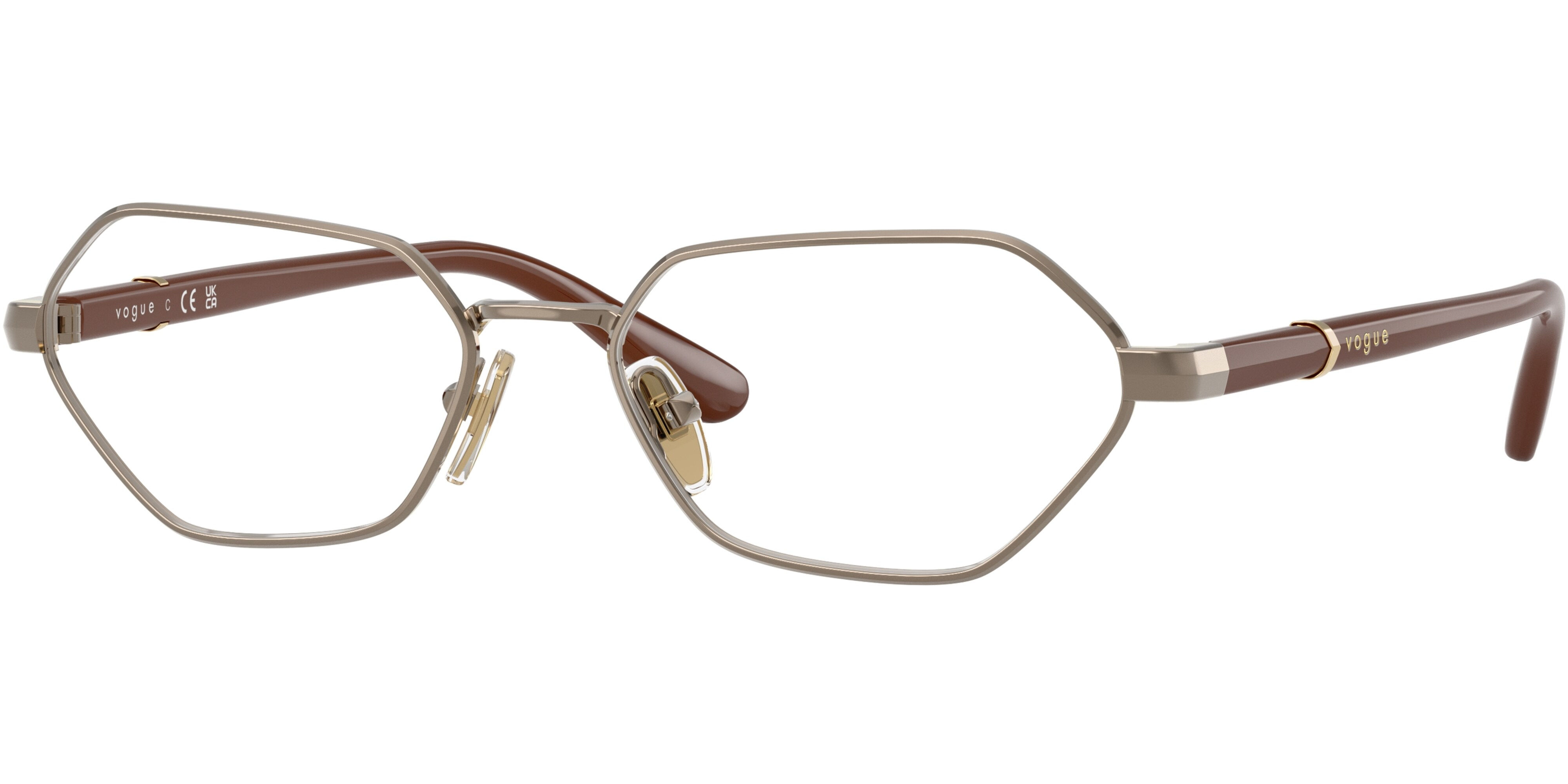 Dioptrické brýle Vogue model 4350, barva obruby hnědá lesk, stranice hnědá lesk, kód barevné varianty 5138. 