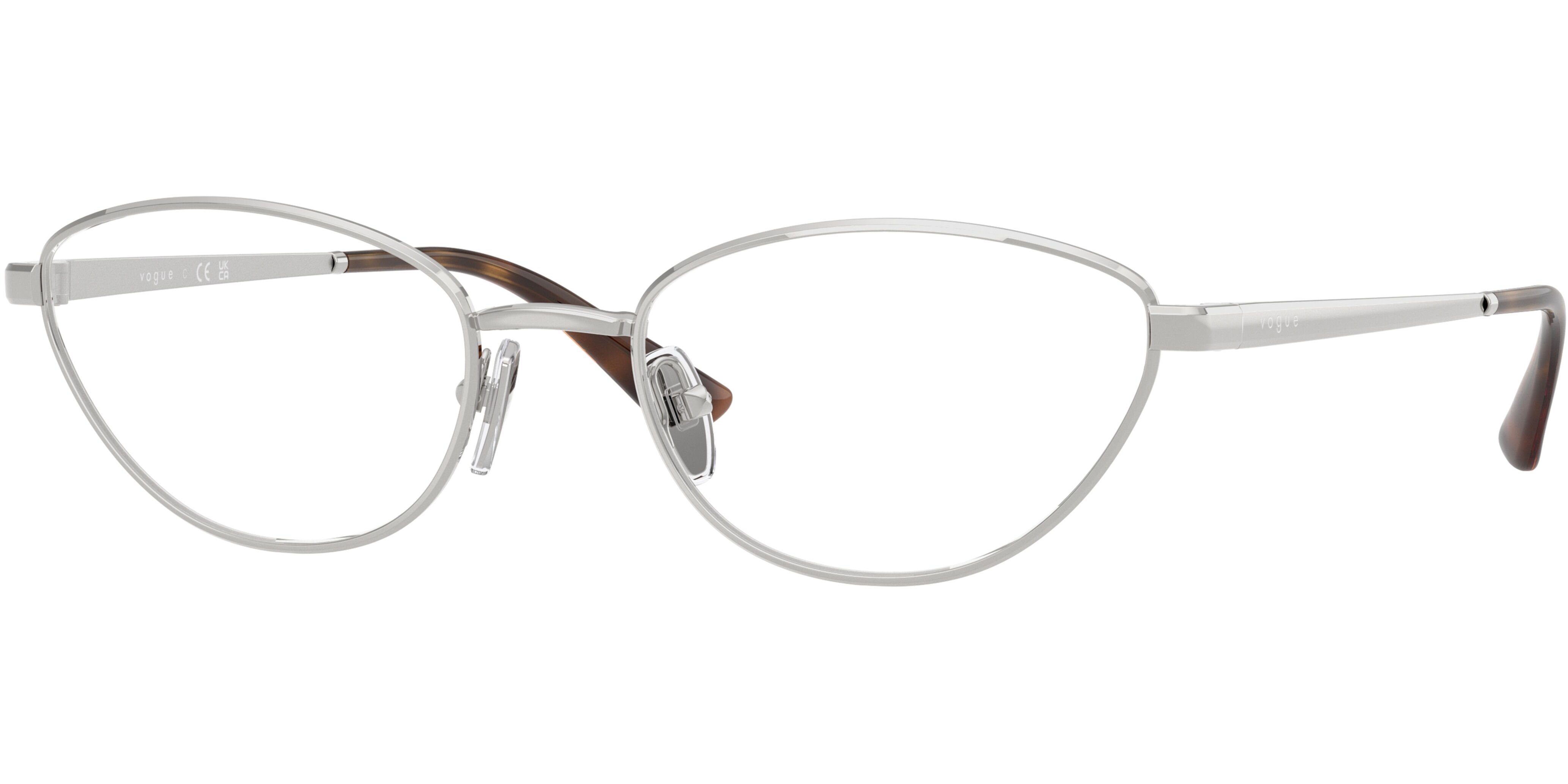 Dioptrické brýle Vogue model 4355, barva obruby stříbrná lesk, stranice stříbrná lesk, kód barevné varianty 323. 