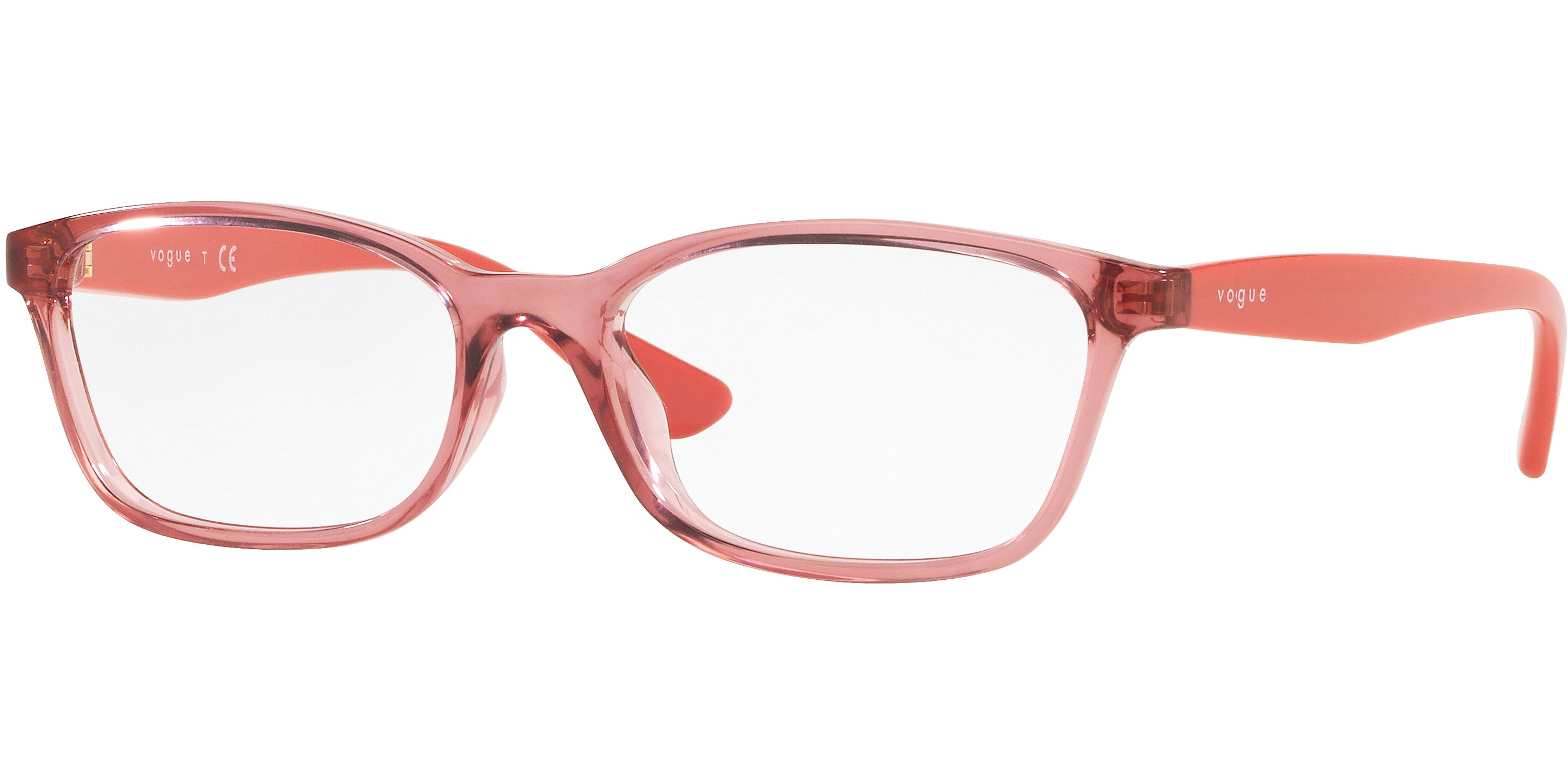 Dioptrické brýle Vogue model 5024D, barva obruby růžová čirá lesk, stranice růžová lesk, kód barevné varianty 2599. 