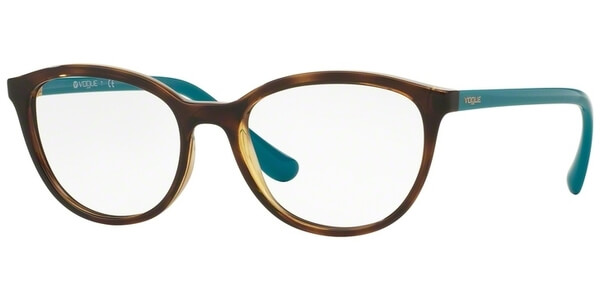 Dioptrické brýle Vogue model 5037, barva obruby hnědá lesk, stranice tyrkysová lesk, kód barevné varianty 2393. 