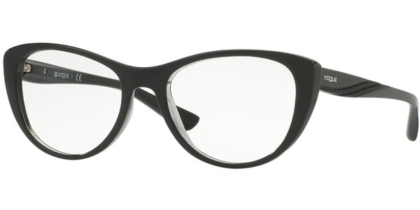 Dioptrické brýle Vogue model 5102, barva obruby černá čirá lesk, stranice černá lesk, kód barevné varianty 2385. 