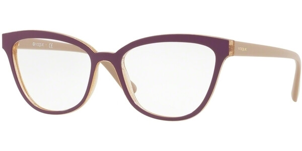 Dioptrické brýle Vogue model 5202, barva obruby fialová žlutá lesk, stranice béžová lesk, kód barevné varianty 2592. 