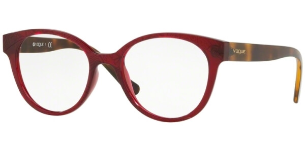 Dioptrické brýle Vogue model 5244, barva obruby červená lesk, stranice hnědá lesk, kód barevné varianty 2672. 