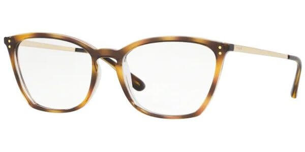 Dioptrické brýle Vogue model 5277, barva obruby hnědá čirá lesk, stranice zlatá lesk, kód barevné varianty 1916. 