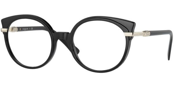 Dioptrické brýle Vogue model 5381B, barva obruby černá zlatá lesk, stranice černá zlatá lesk, kód barevné varianty W44. 