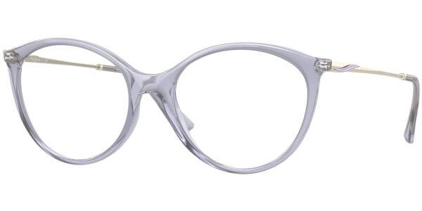 Dioptrické brýle Vogue model 5387, barva obruby fialová čirá lesk, stranice stříbrná lesk, kód barevné varianty 2925. 