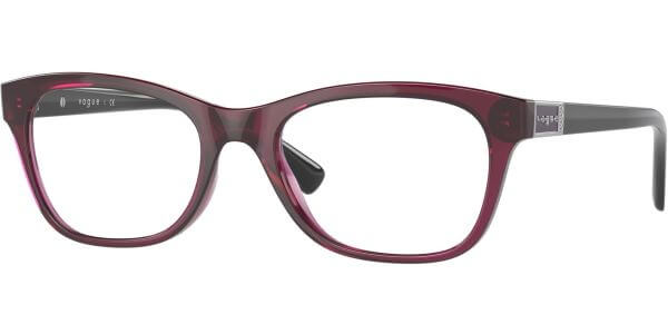 Dioptrické brýle Vogue model 5424B, barva obruby vínová lesk, stranice černá lesk, kód barevné varianty 2989. 