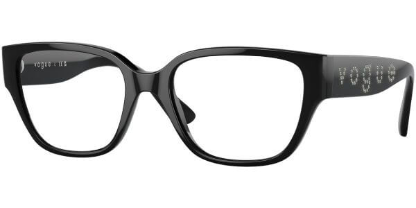 Dioptrické brýle Vogue model 5458B, barva obruby černá lesk, stranice Black lesk, kód barevné varianty W44. 