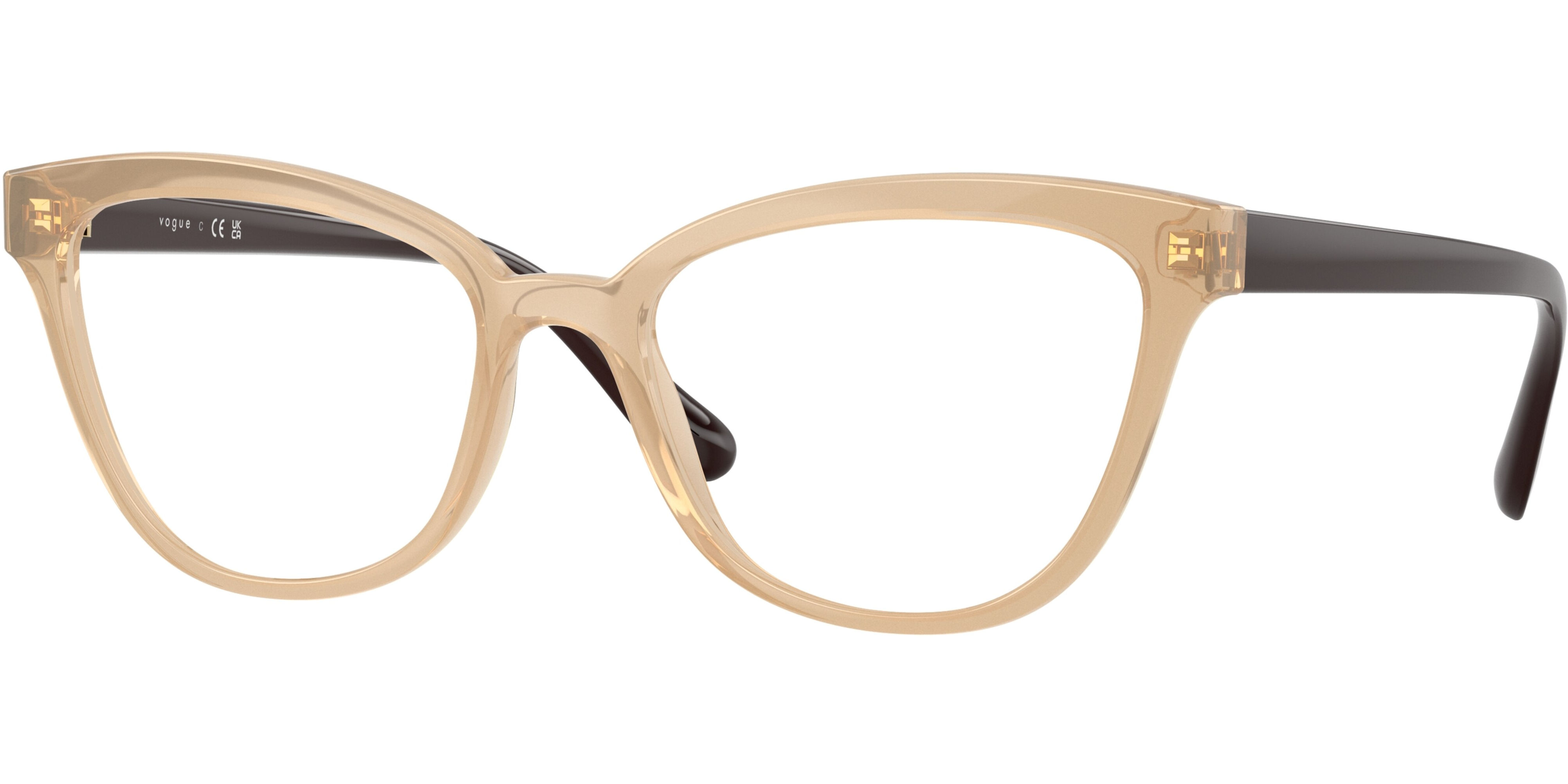 Dioptrické brýle Vogue model 5495M, barva obruby béžová lesk, stranice hnědá lesk, kód barevné varianty 3040. 