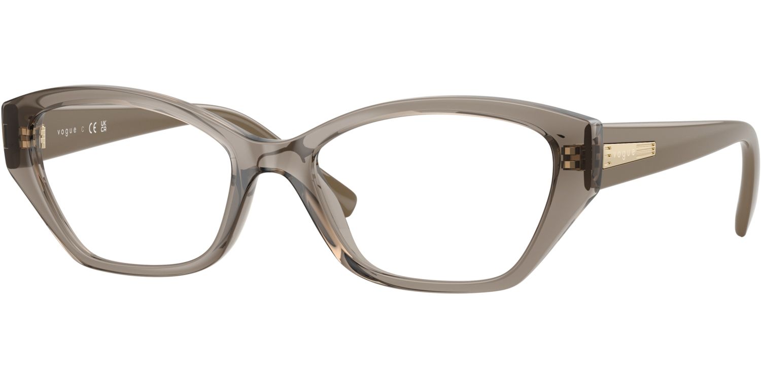 Dioptrické brýle Vogue model 5608, barva obruby béžová čirá lesk, stranice béžová lesk, kód barevné varianty 3156. 