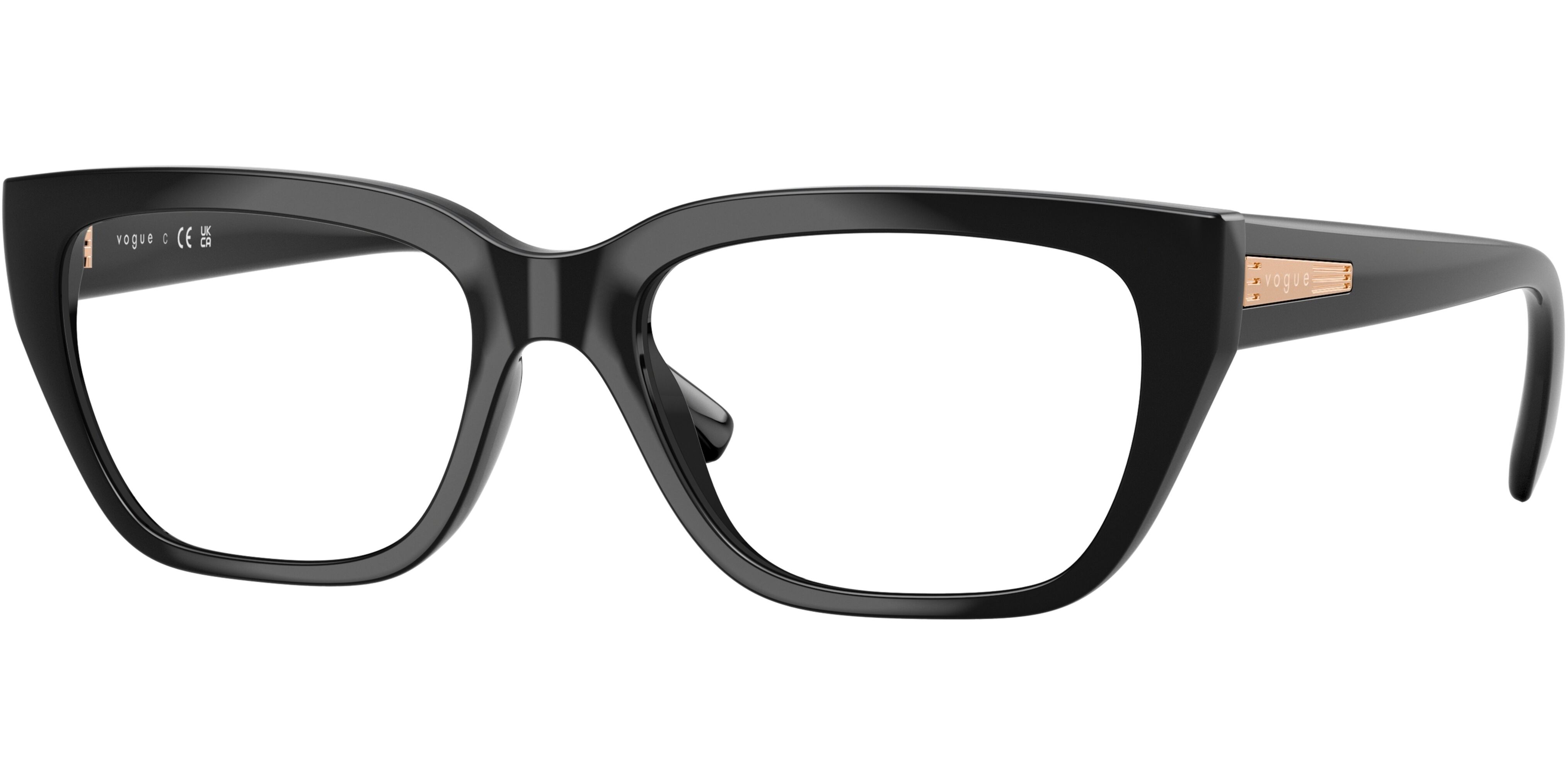 Dioptrické brýle Vogue model 5609, barva obruby černá lesk, stranice černá lesk, kód barevné varianty W44. 