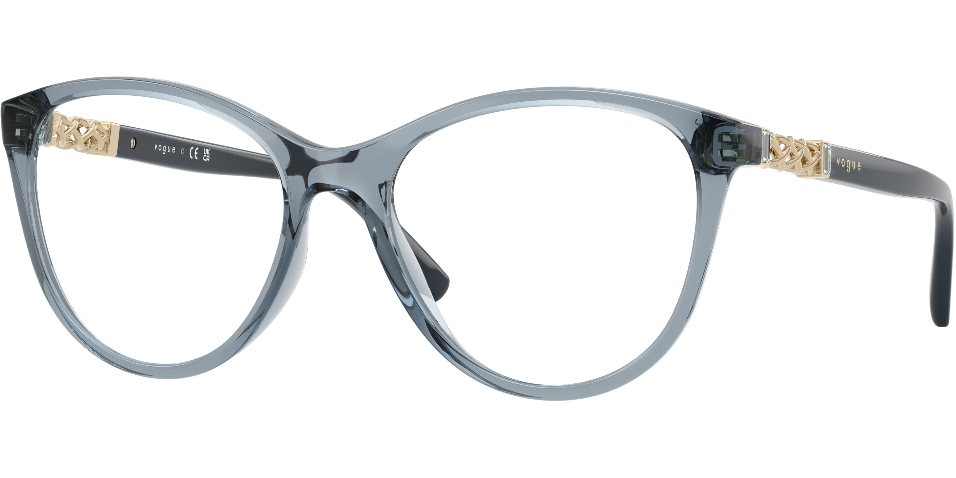 Dioptrické brýle Vogue model 5631B, barva obruby modrá čirá lesk, stranice modrá lesk, kód barevné varianty 2966. 