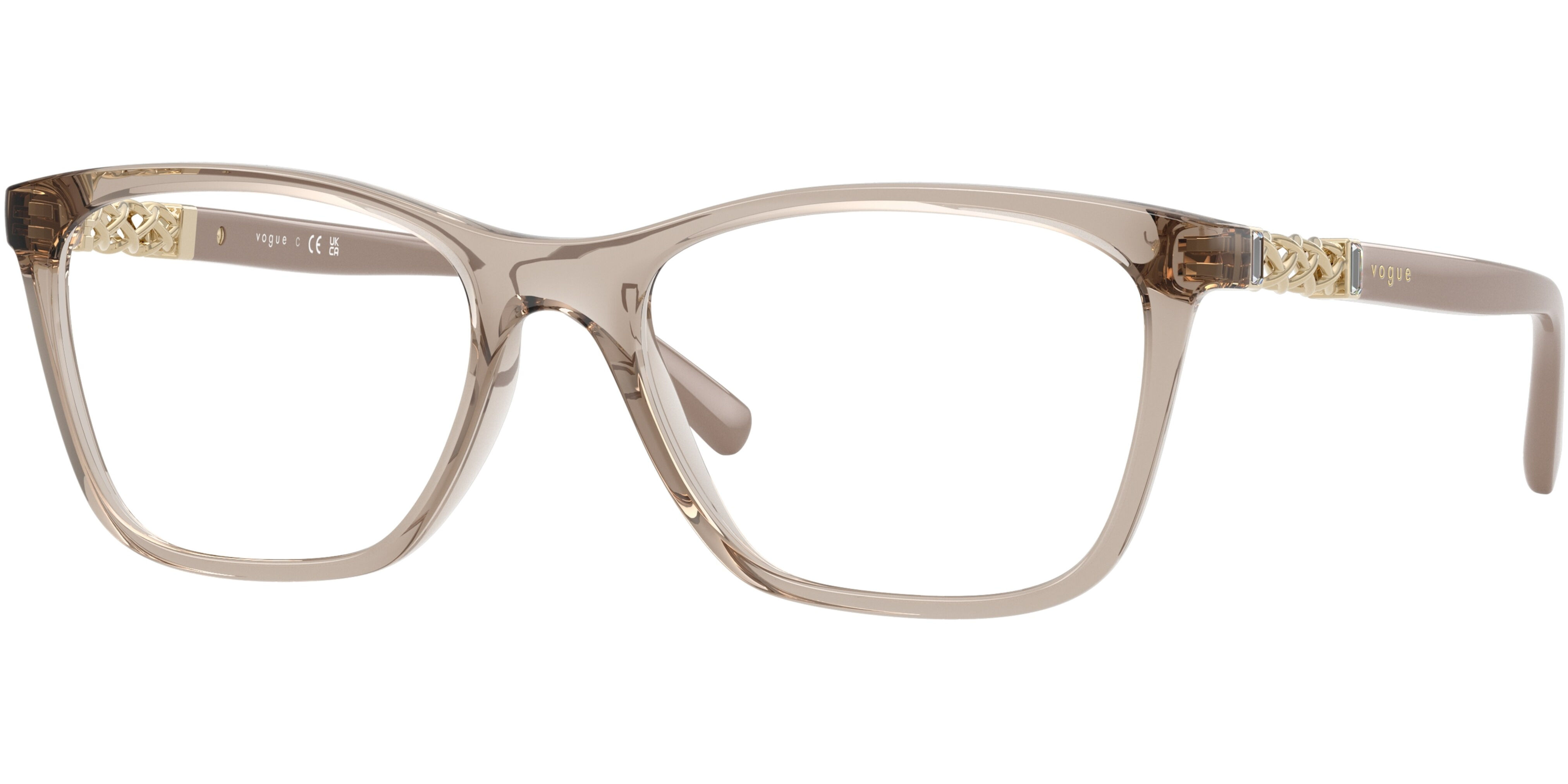 Dioptrické brýle Vogue model 5632B, barva obruby béžová čirá lesk, stranice béžová lesk, kód barevné varianty 2990. 