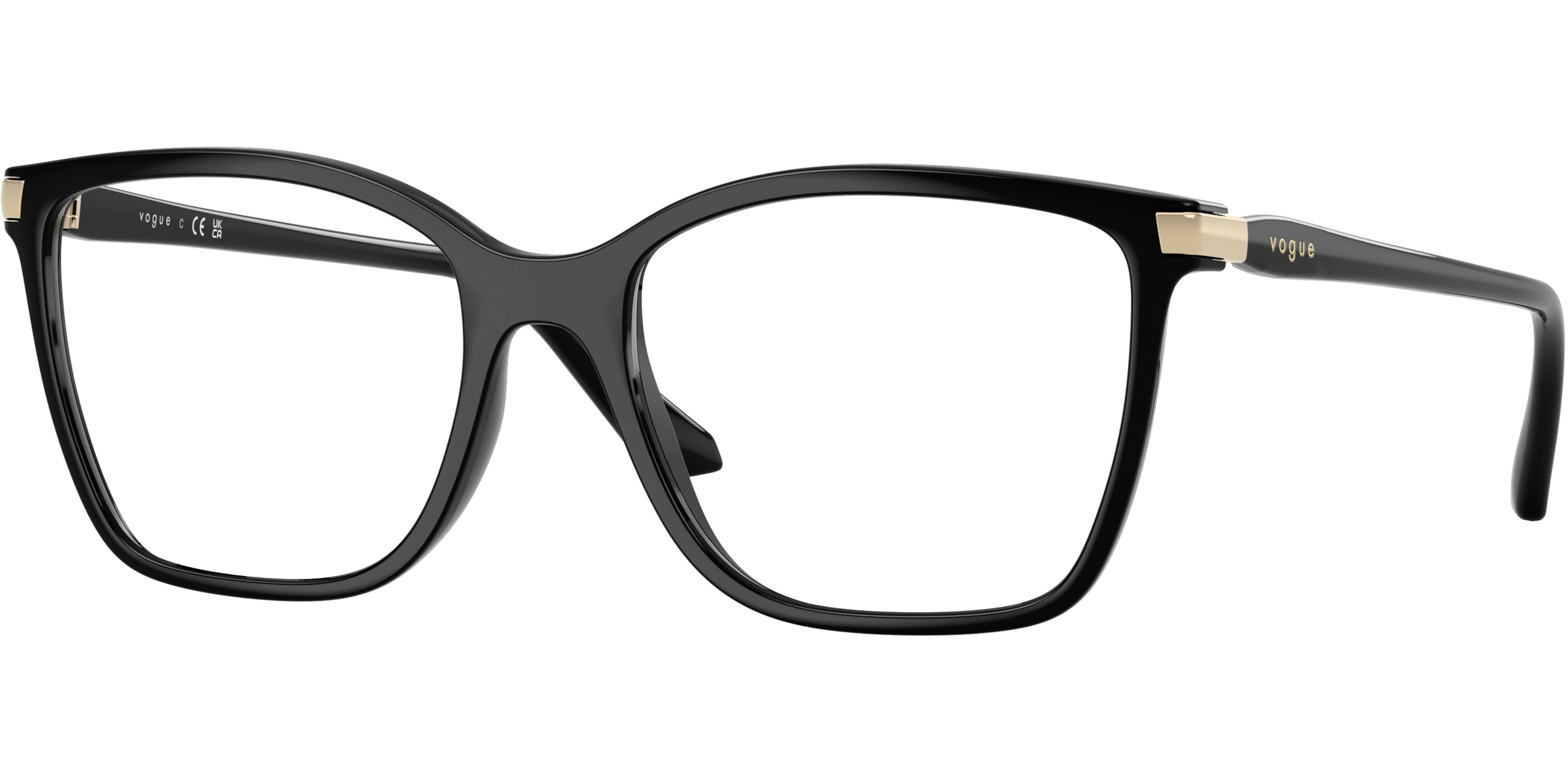 Dioptrické brýle Vogue model 5654, barva obruby černá lesk, stranice černá lesk, kód barevné varianty W44. 