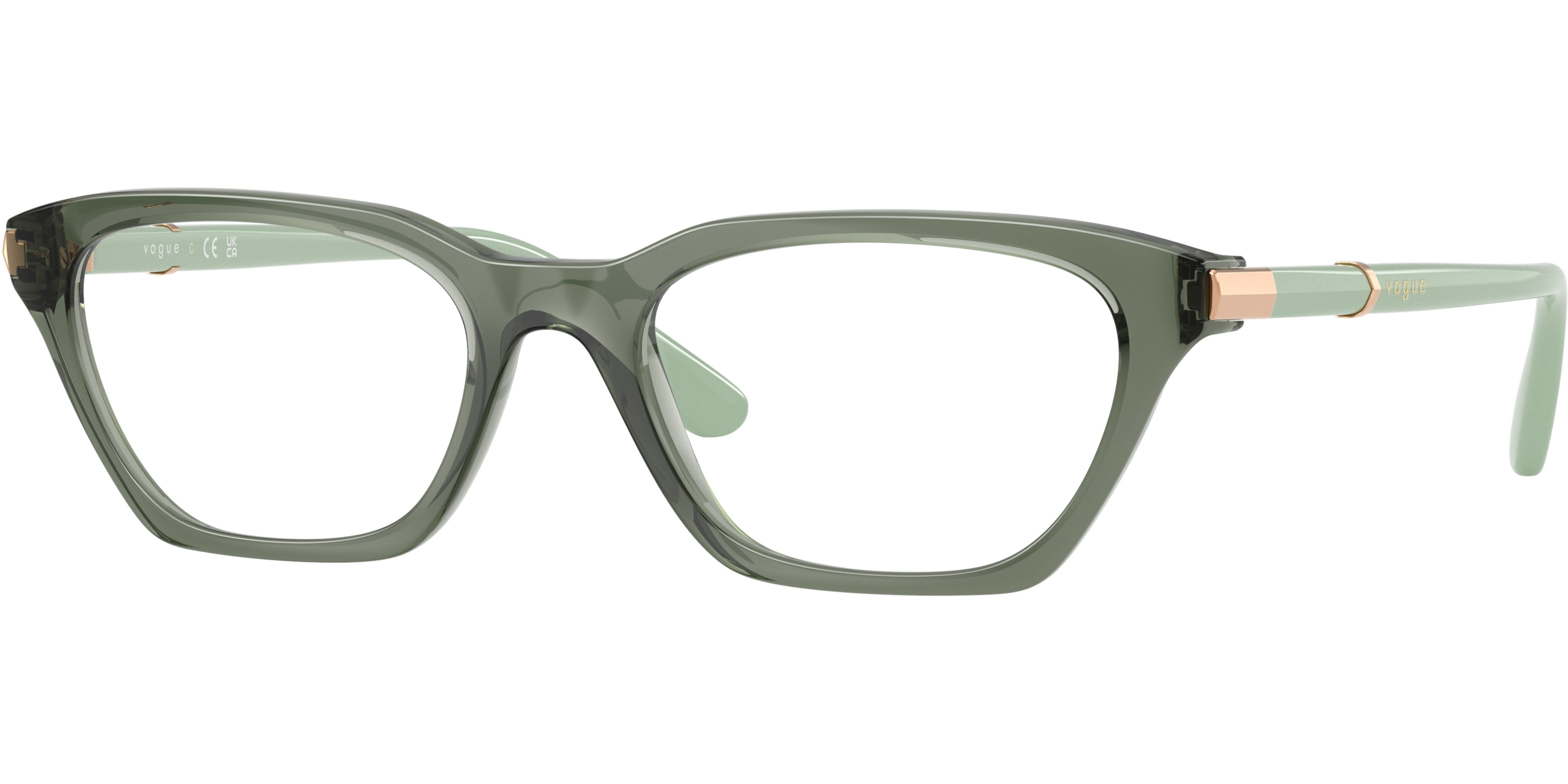 Dioptrické brýle Vogue model 5698, barva obruby zelená lesk, stranice zelená lesk, kód barevné varianty 3986. 