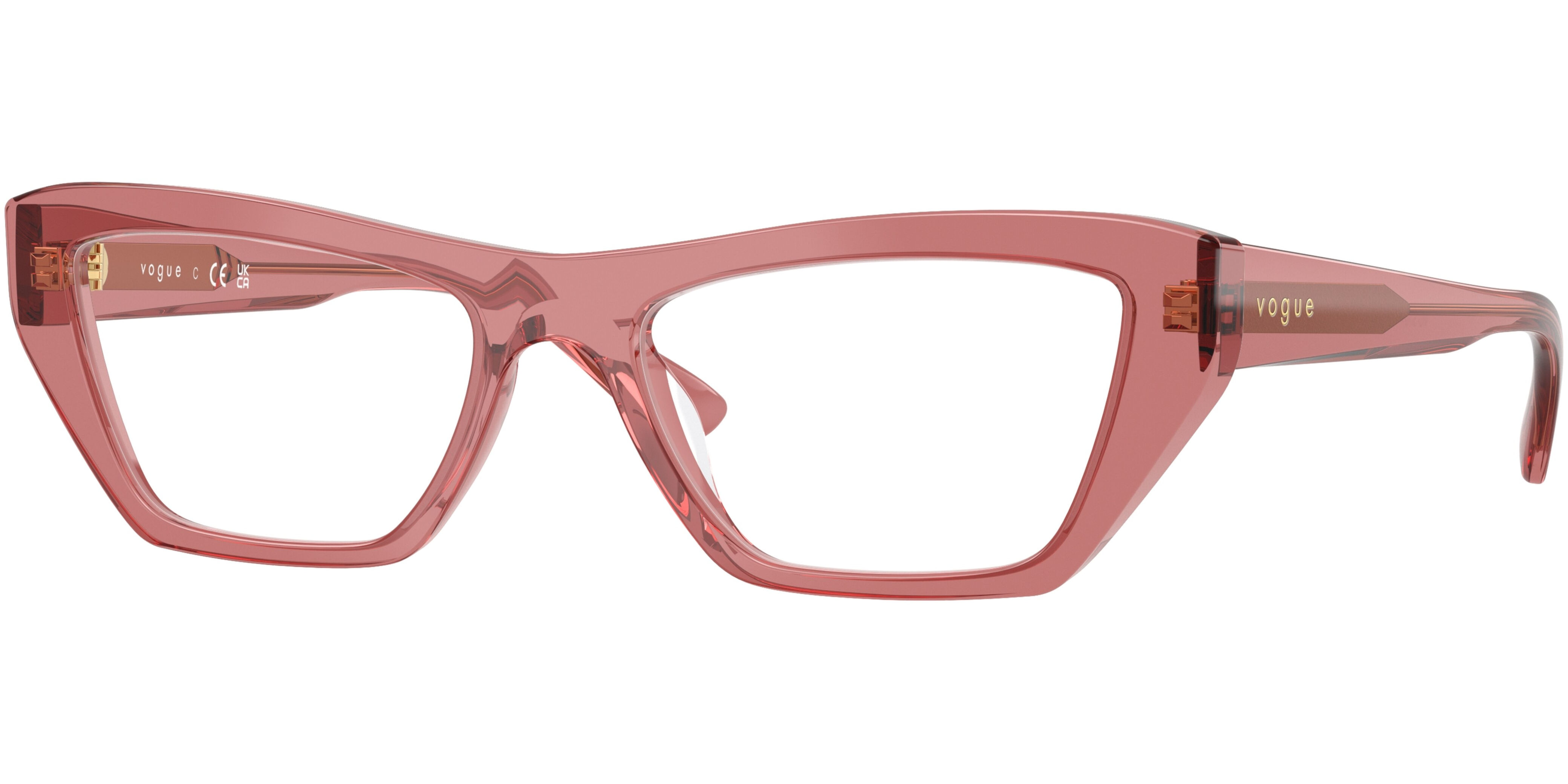 Dioptrické brýle Vogue model 5701U, barva obruby růžová lesk, stranice růžová lesk, kód barevné varianty 3290. 