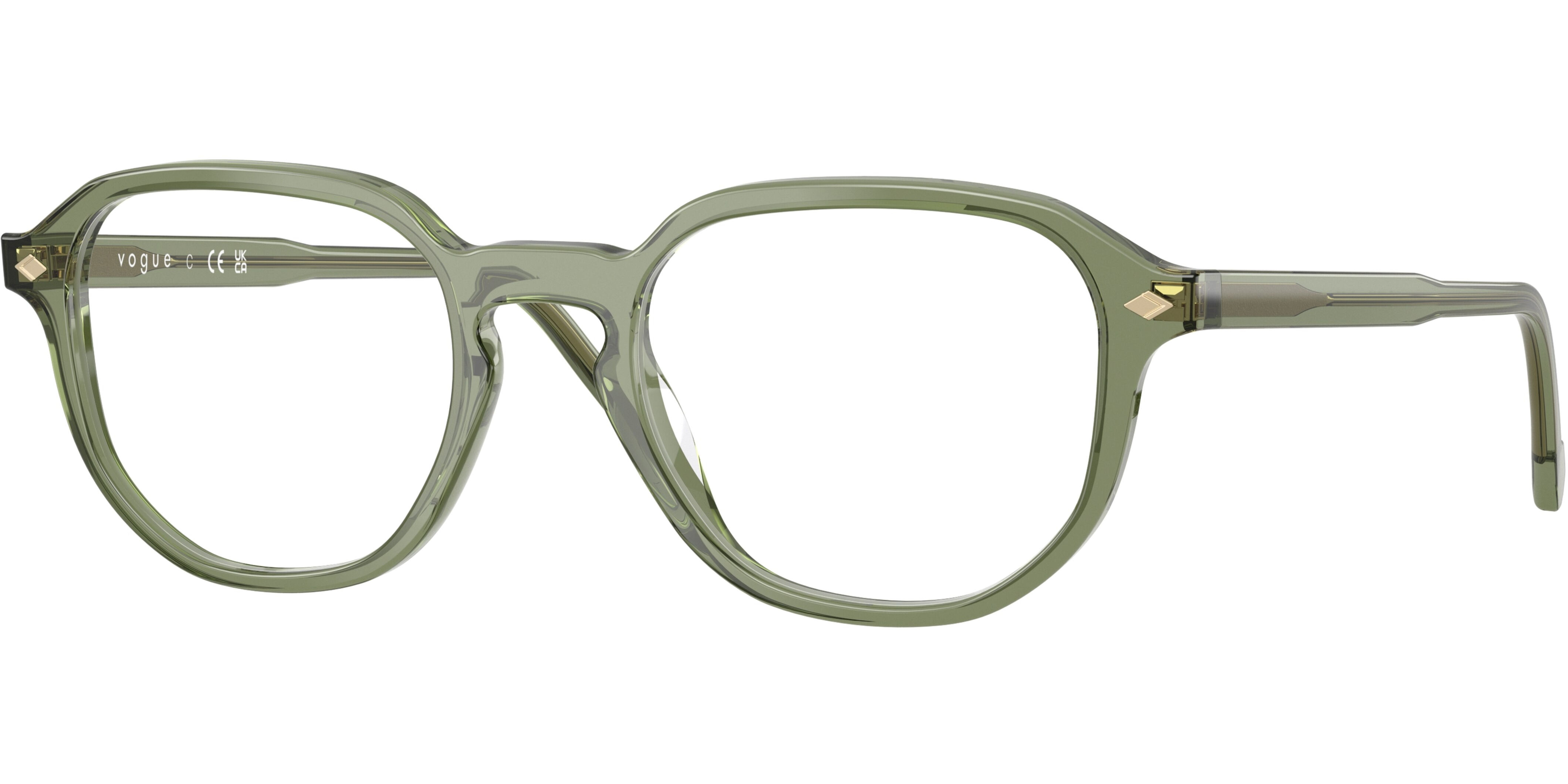 Dioptrické brýle Vogue model 5708, barva obruby zelená lesk, stranice zelená lesk, kód barevné varianty 3187. 