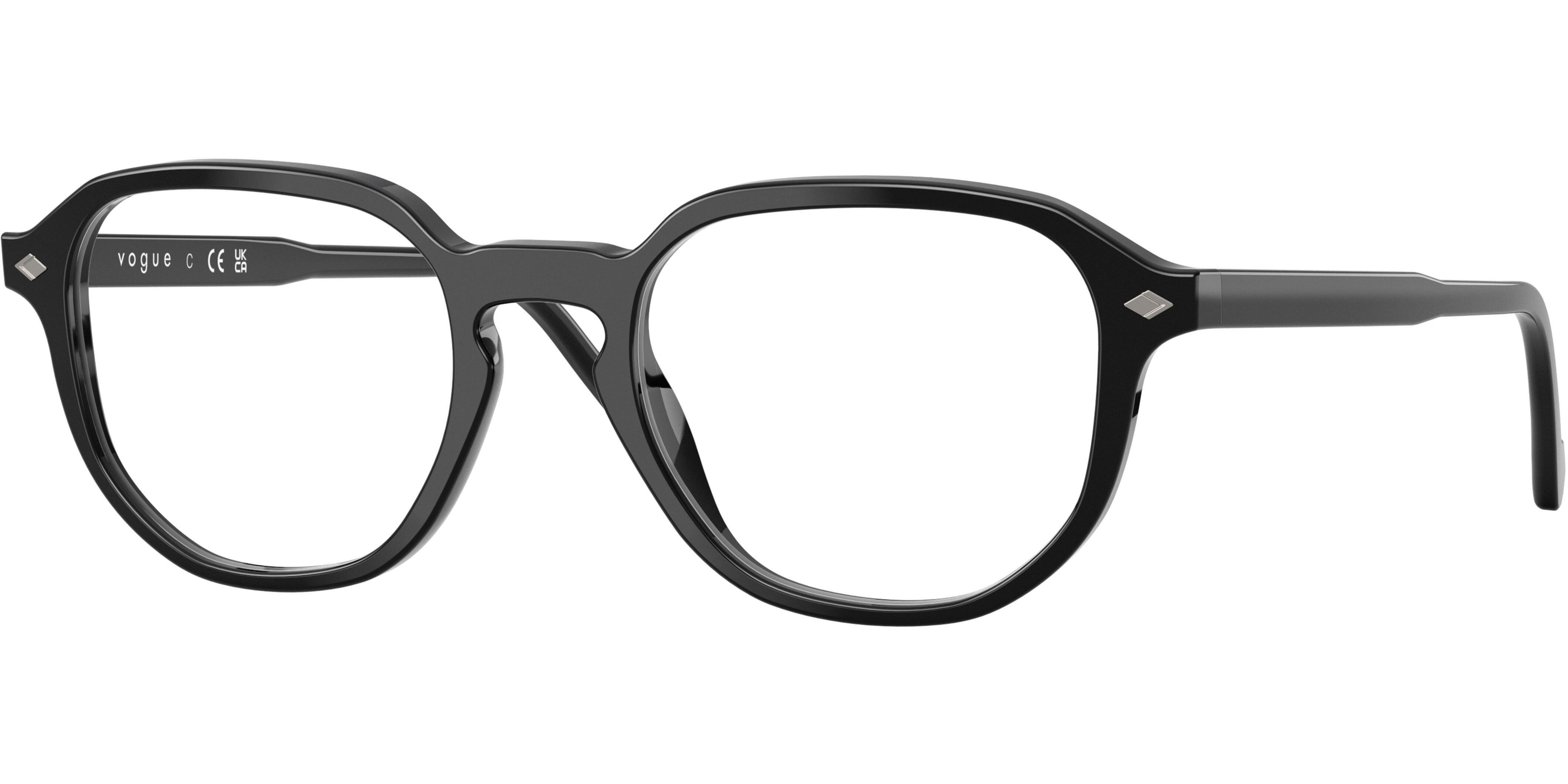 Dioptrické brýle Vogue model 5708, barva obruby černá lesk, stranice černá lesk, kód barevné varianty W44. 