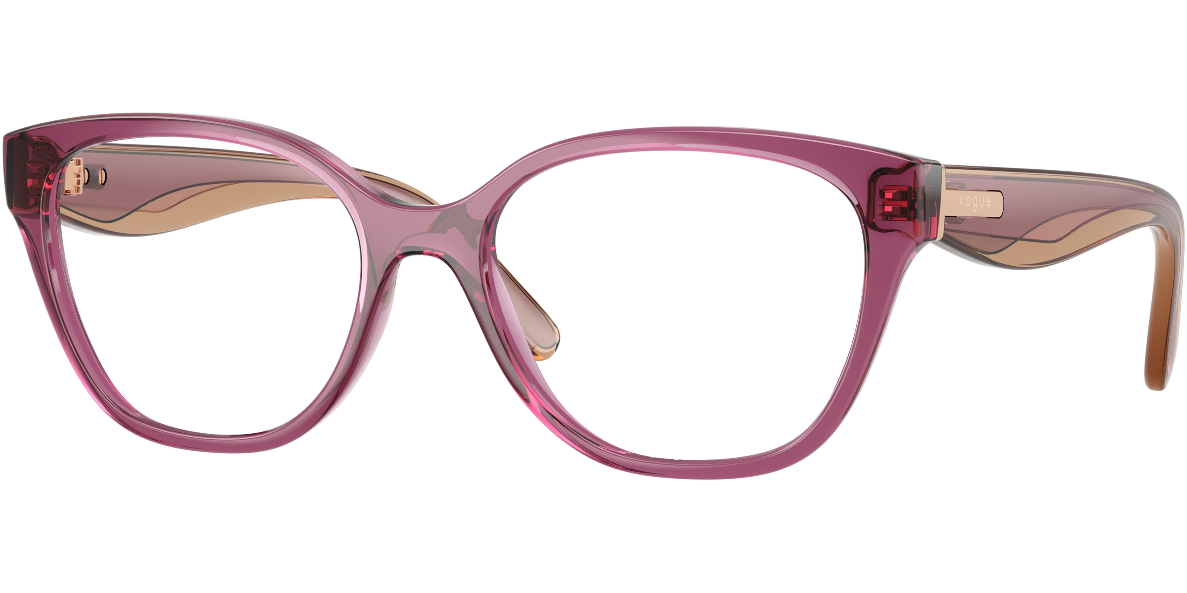 Dioptrické brýle Vogue model 5712, barva obruby fialová lesk, stranice fialová hnědá lesk, kód barevné varianty 3227. 