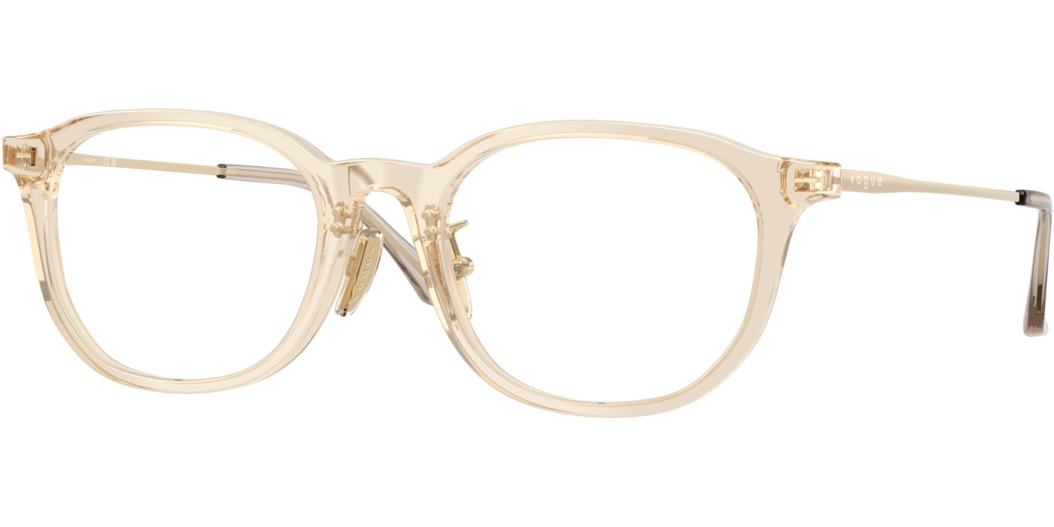 Dioptrické brýle Vogue model 5713D, barva obruby béžová zlatá lesk, stranice zlatá lesk, kód barevné varianty 2990. 