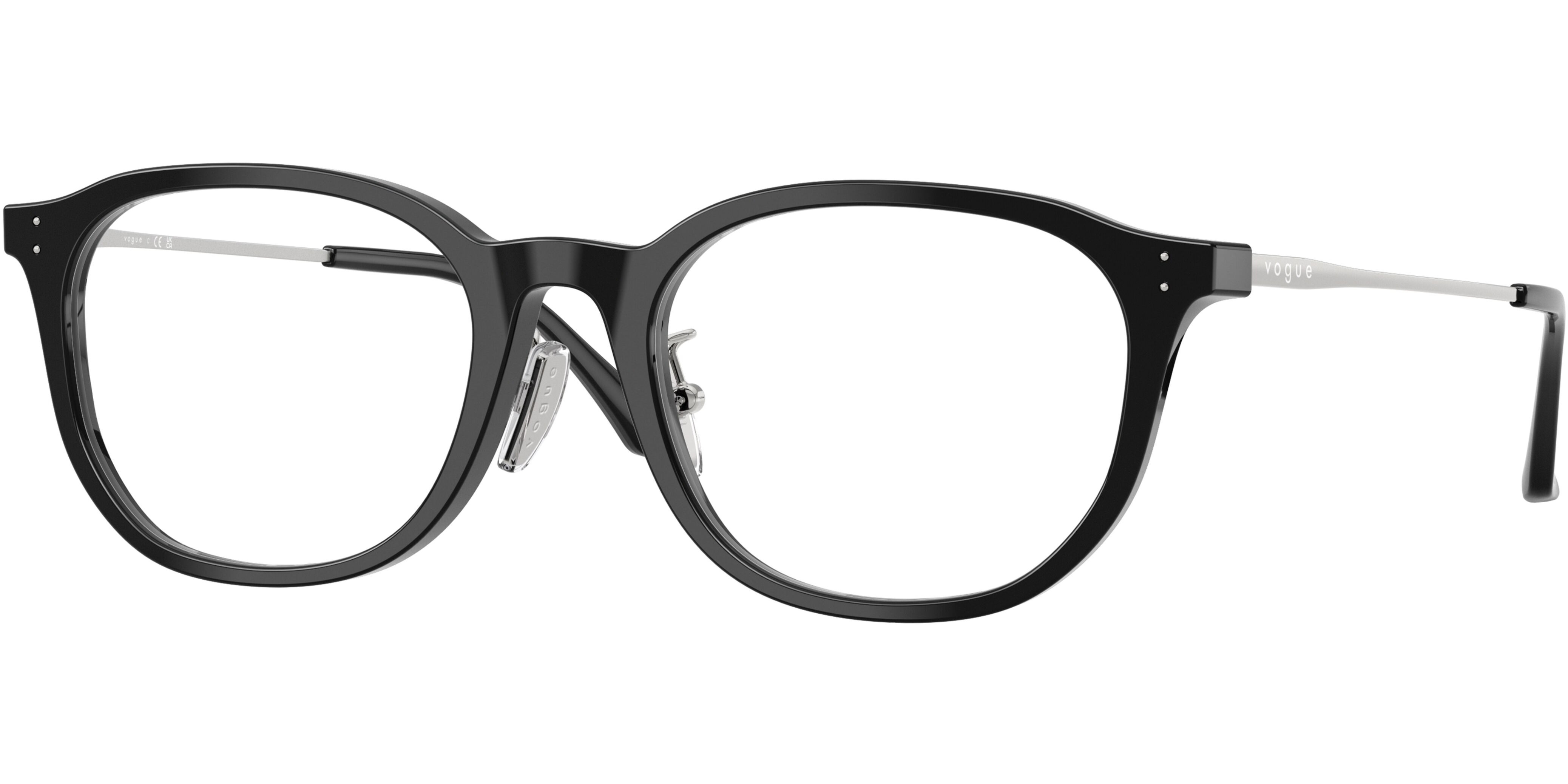 Dioptrické brýle Vogue model 5713D, barva obruby černá stříbrná lesk, stranice stříbrná lesk, kód barevné varianty W44. 