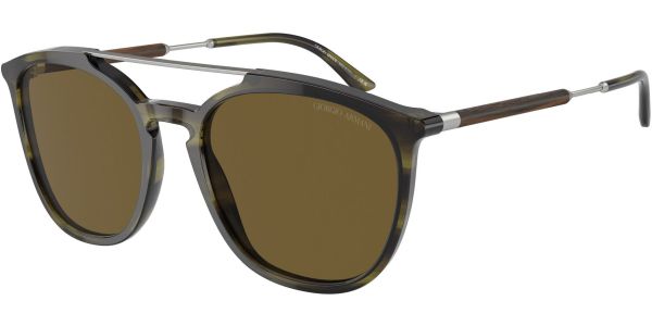 Sluneční brýle Giorgio Armani model 8198, barva obruby zelená lesk stříbrná, čočka hnědá, kód barevné varianty 603873. 