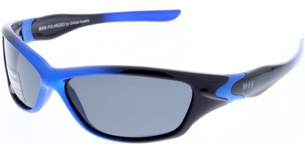 Sluneční brýle HIS model 00109, barva obruby černá lesk modrá, čočka šedá polarizovaná, kód barevné varianty 3. 