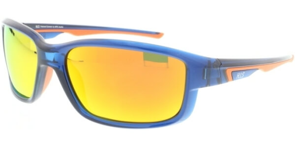 Sluneční brýle HIS model 07105, barva obruby modrá lesk, čočka žlutá zrcadlo polarizovaná, kód barevné varianty 1. 